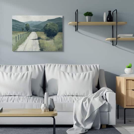 Stupell Industries Green & Blue Farmland Fields Landscape Painting Design Canvas Wall Art